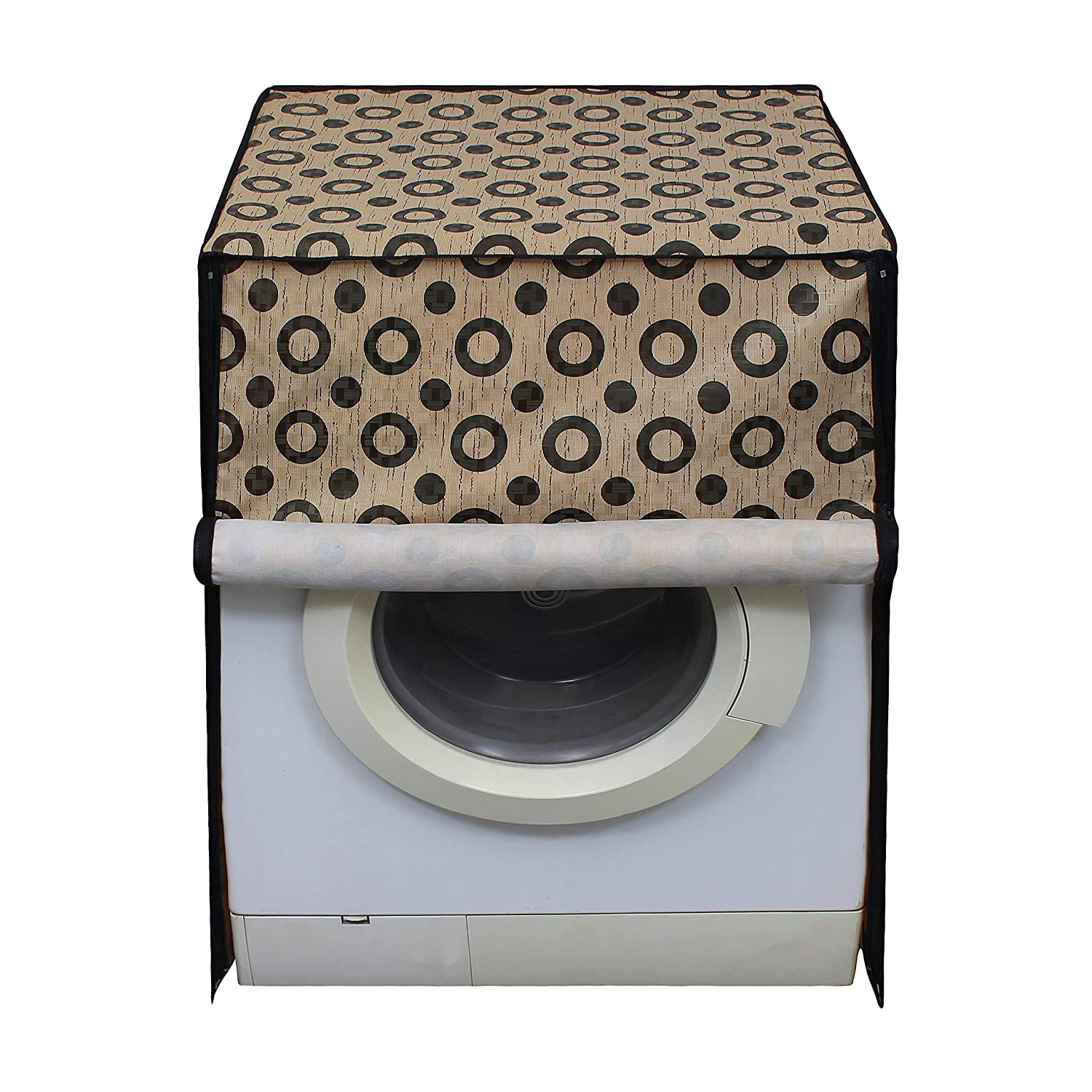 Front Load Washing Machine Cover Dark Round Brown 